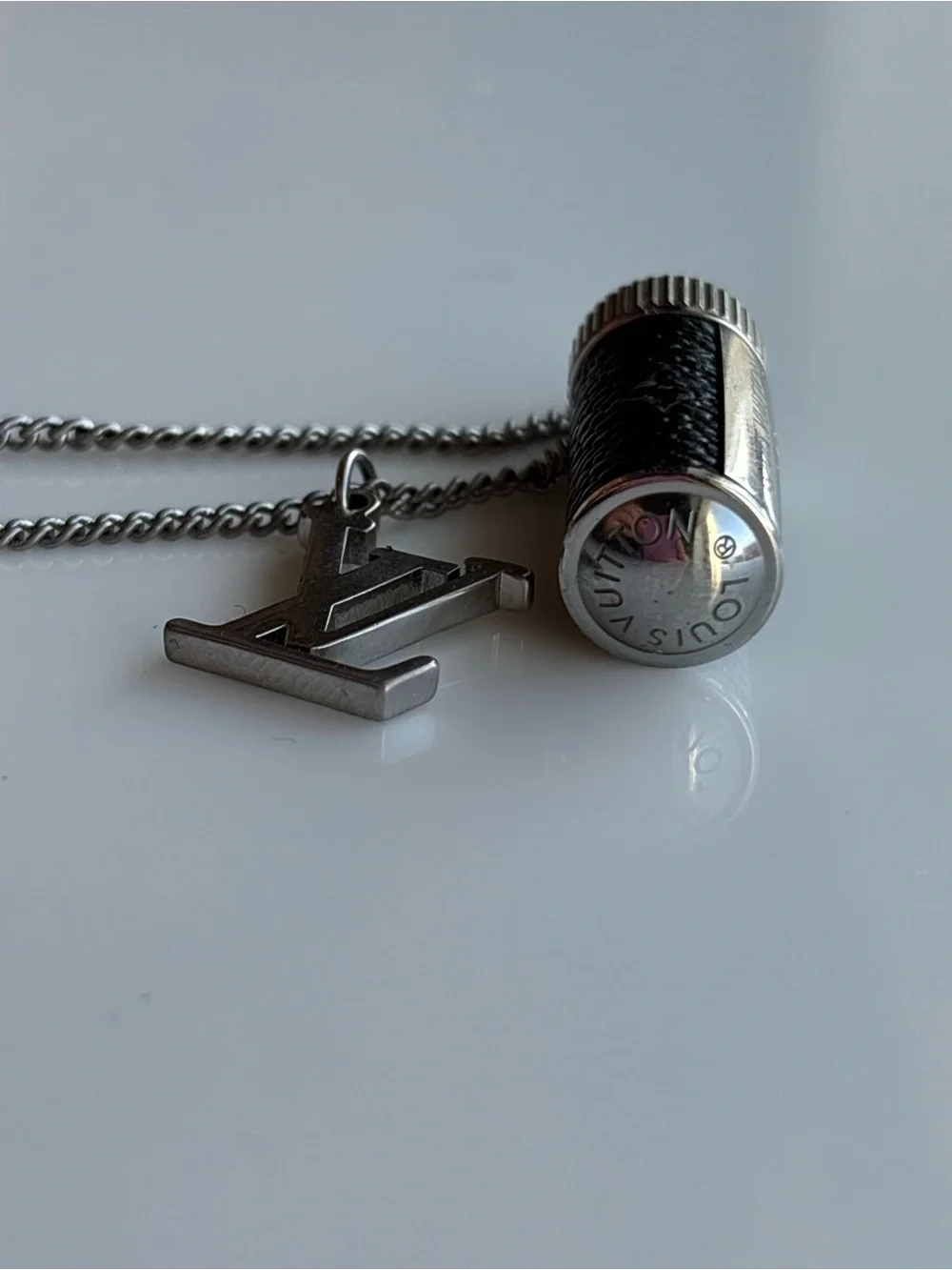 Louis Vuitton Black and Silver Pendant Necklace